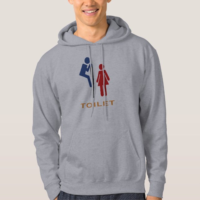 Funny Toilet sign with man peeking Mens Hoodie (Front)