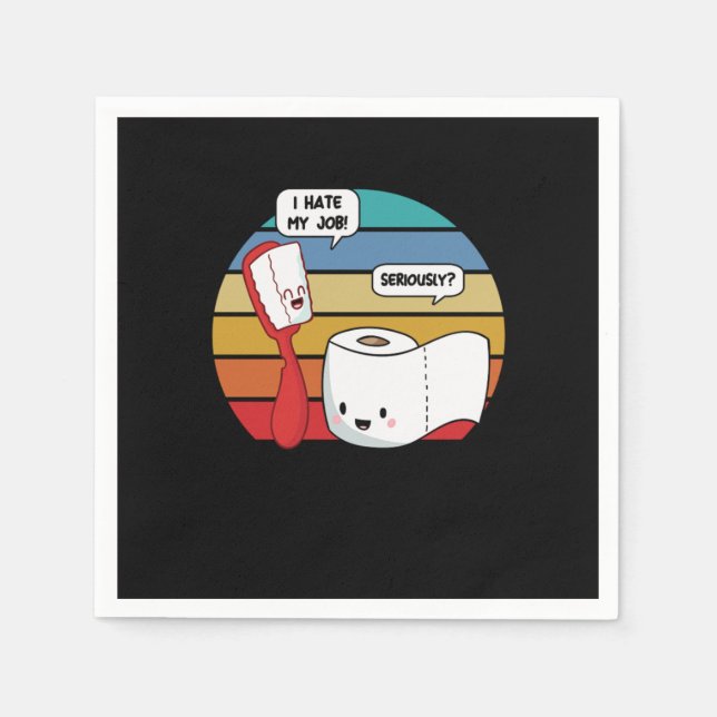 Funny Toiletries Toothbrush And Tissue Puns Gift I Napkins (Front)