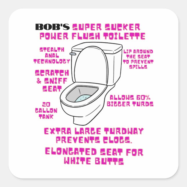 Funny Toilette Humor Square Sticker (Front)