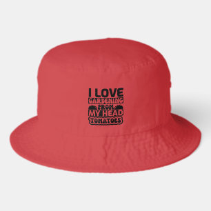 Funny tomato gardening word art  bucket hat