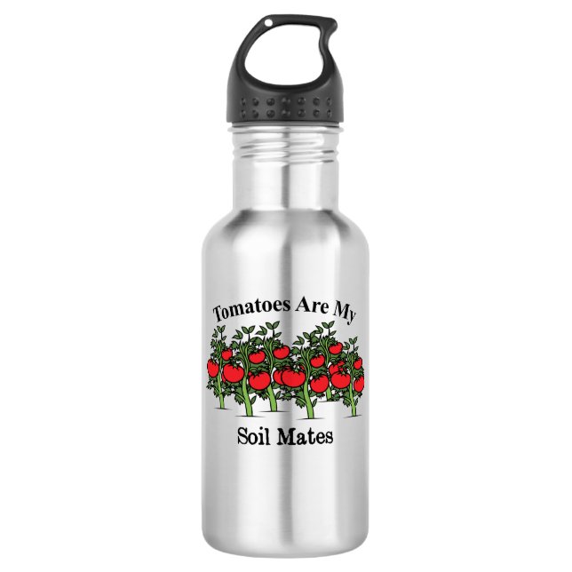 Funny Tomatoes Are My Soil Mates Stainless Steel Water Bottle (Front)