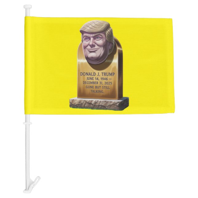 Funny Tombstone Car Flag : Gone But Still Talking (Front)