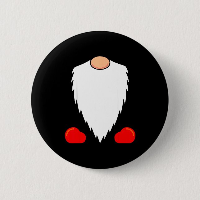 Funny Tomte Swedish Gnome Beard Christmas Yule Nis Button (Front)