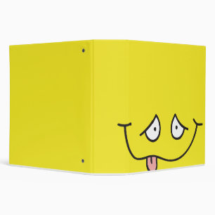 funny tongue out face yellow notebook 3 ring binder