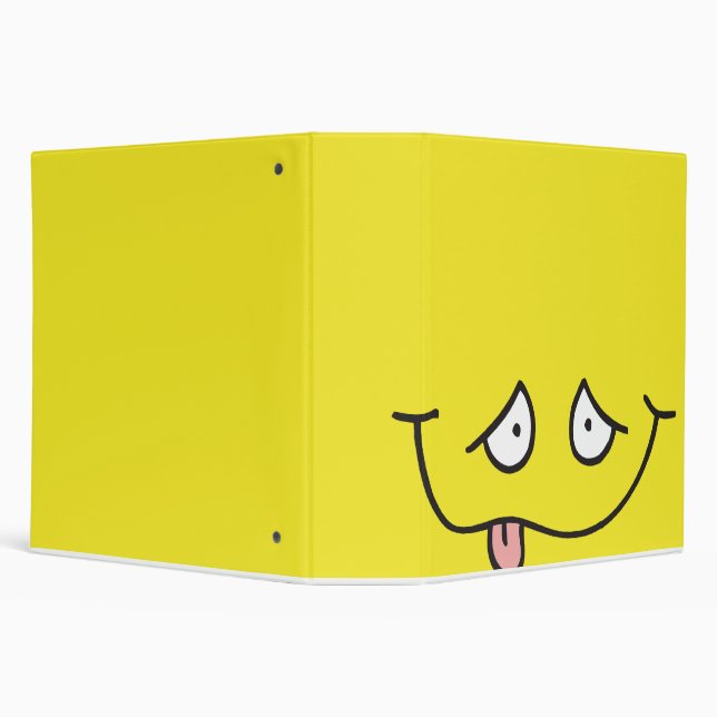 funny tongue out face yellow notebook 3 ring binder (Background)