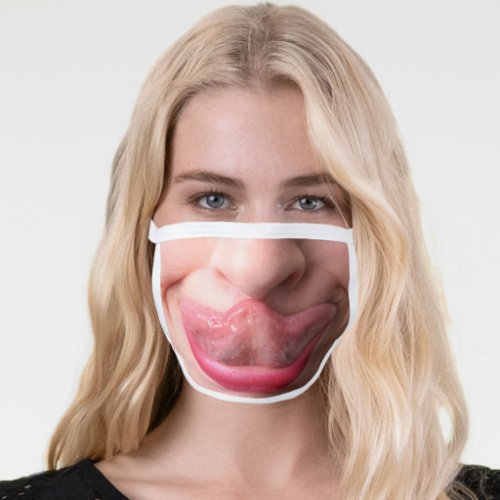 Funny Tongue Touching Nose Face Mask