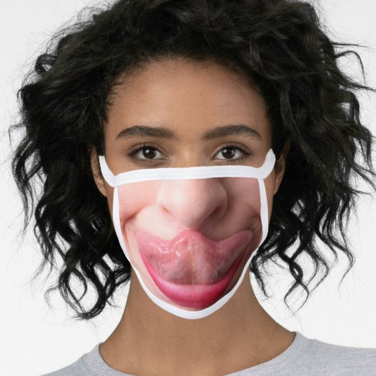 Funny Tongue Touching Nose Face Mask (Worn Her)