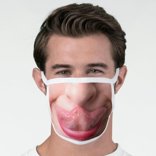 Funny Tongue Touching Nose Face Mask (Worn Him)