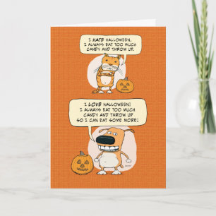 Funny Too Much Candy Halloween Card