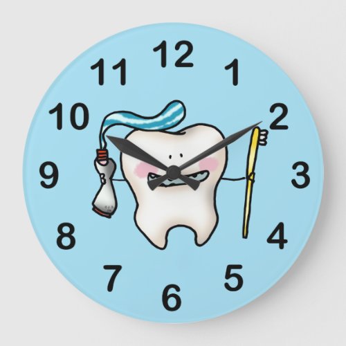 funny tooth cartoon large clock