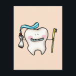 funny tooth cartoon postcard<br><div class="desc">cute tooth cartoon design,  a funny gift for dental lovers.</div>