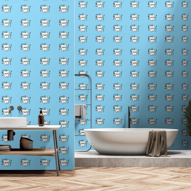 funny tooth dental wallpaper  (Bathroom)
