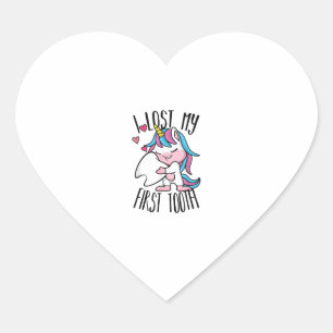 Funny Tooth Fairy - Cute Unicorn I Lost My First T Heart Sticker