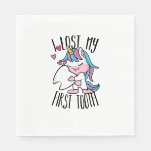 Funny Tooth Fairy - Cute Unicorn I Lost My First T Napkins