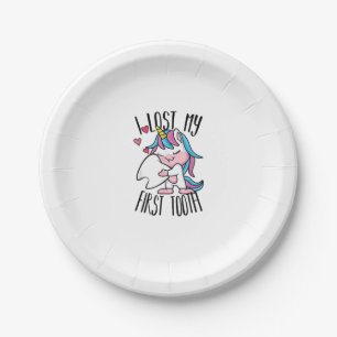 Funny Tooth Fairy - Cute Unicorn I Lost My First T Paper Plates