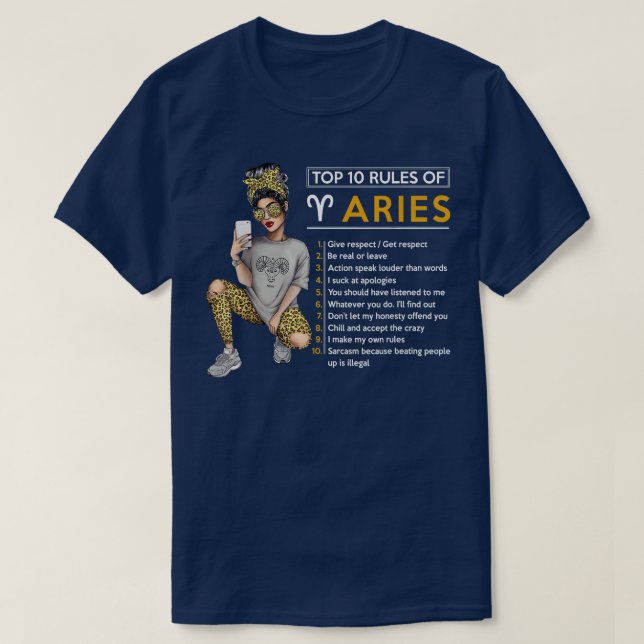 Funny Top 10 Rules Of Aries Zodiac Sign Horoscope  (Design Front)