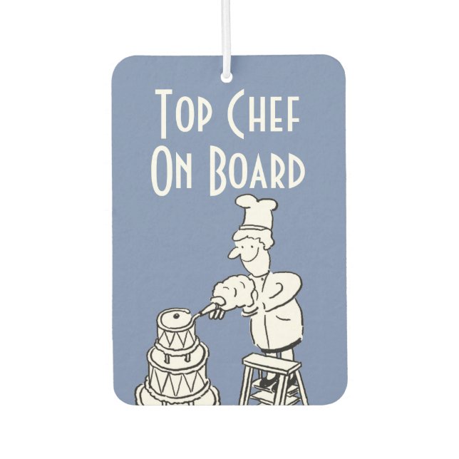 Funny Top Chef Cartoon on an Air Freshener (Front)