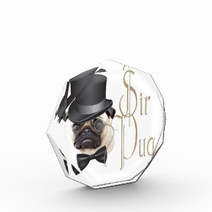 Funny Top Hat Monocle Sir Pug Dog Award
