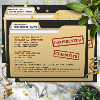 Funny Top Secret Files Surprise Retirement Party Invitation