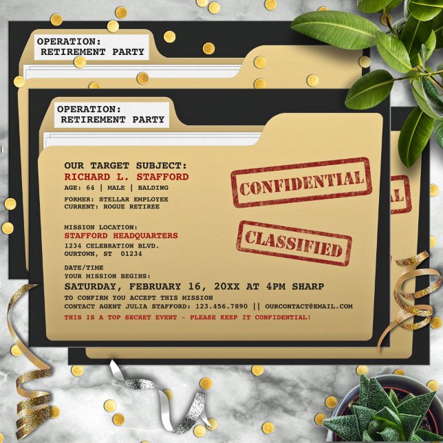 Funny Top Secret Files Surprise Retirement Party Invitation (Creator Uploaded)