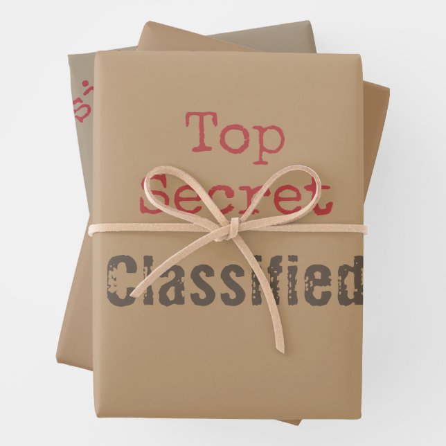 Funny Top Secret Gift Wrapping Set Paper Sheets (In situ)