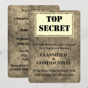 Funny Top Secret Surprise Birthday Party Invitation