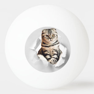 Funny Torn Paper Cute Cat Lover Humor Ping Pong Ball