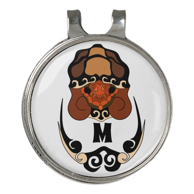 Funny Tortoise Chilling Monogram Golf Hat Clip (Front)