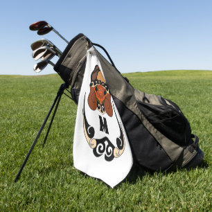 Funny Tortoise Chilling Monogram Golf Towel