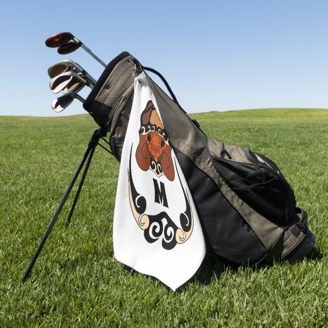 Funny Tortoise Chilling Monogram Golf Towel (Green)