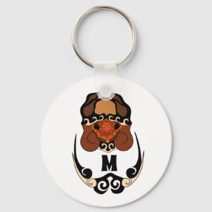 Funny Tortoise Chilling Monogram Keychain