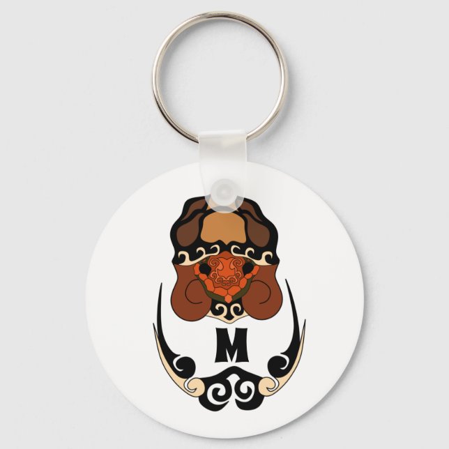 Funny Tortoise Chilling Monogram Keychain (Front)