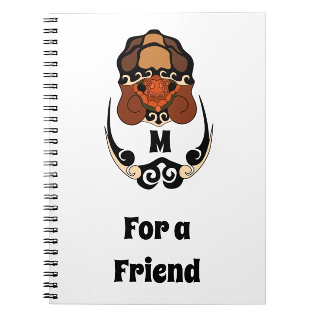 Funny Tortoise Chilling Monogram Notebook (Front)