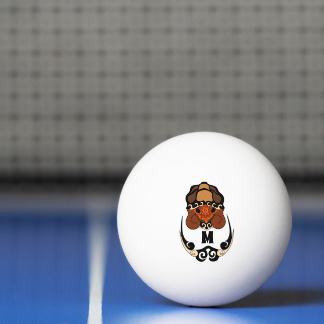 Funny Tortoise Chilling Monogram Ping Pong Ball (Net)