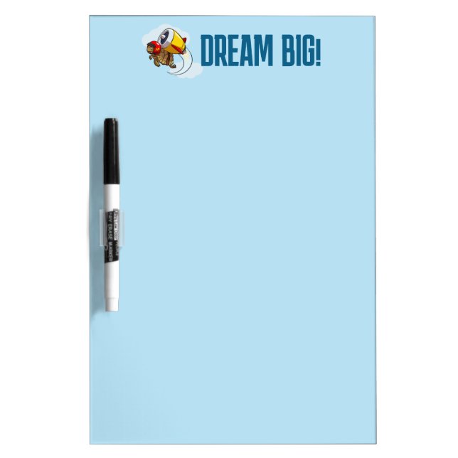 Funny Tortoise Dream Big! Motivational Cartoon Dry Erase Board (Front)