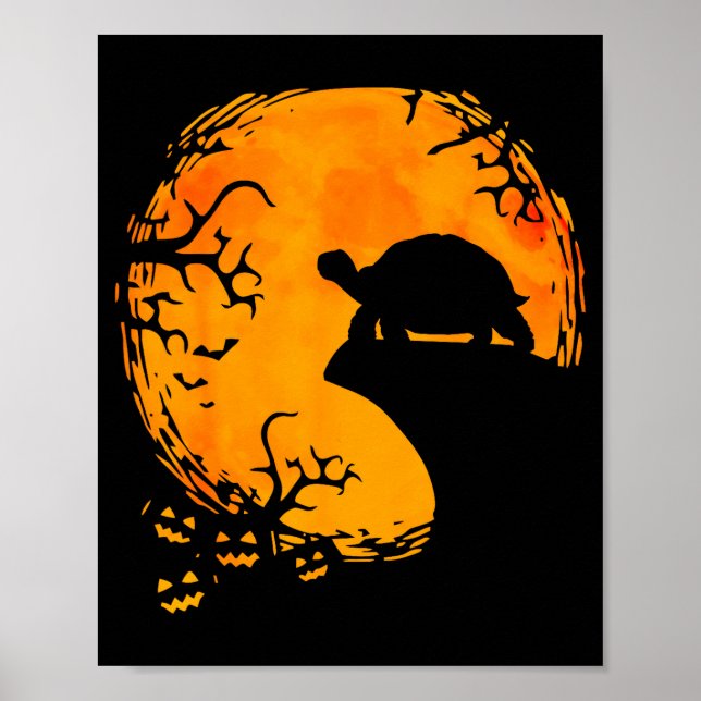 Funny Tortoise Halloween Silhouette Soky Tortoise  Poster (Front)