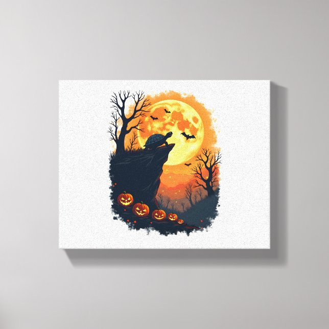 Funny Tortoise Halloween Silhouette Spooky Tortois Canvas Print (Front)