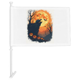 Funny Tortoise Halloween Silhouette Spooky Tortois Car Flag