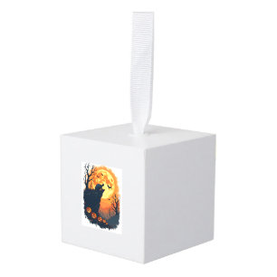 Funny Tortoise Halloween Silhouette Spooky Tortois Cube Ornament