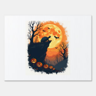 Funny Tortoise Halloween Silhouette Spooky Tortois Sign