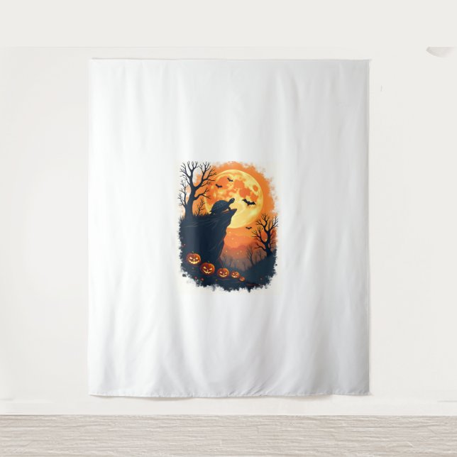 Funny Tortoise Halloween Silhouette Spooky Tortois Tapestry (Front)