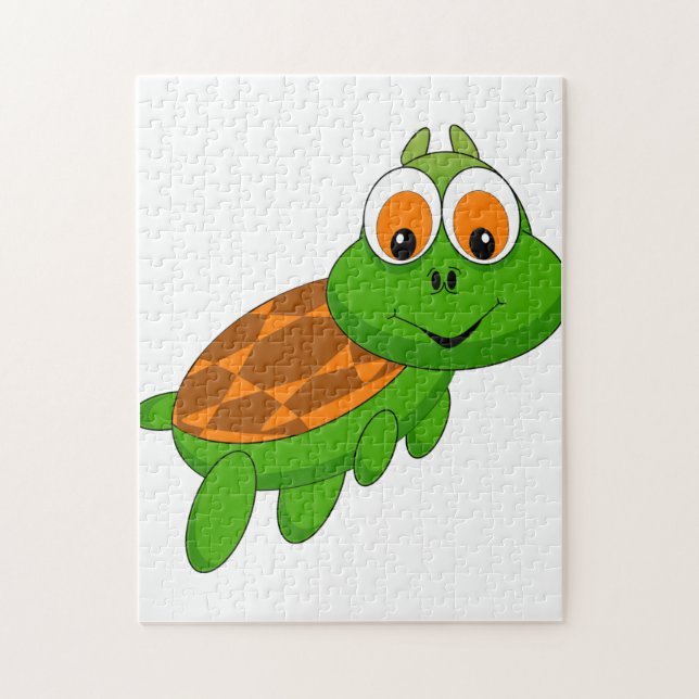 Funny Tortoise in Green and Orange  Jigsaw Puzzle (Vertical)