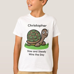 Funny Tortoise Slow And Steady Custom Name T-Shirt