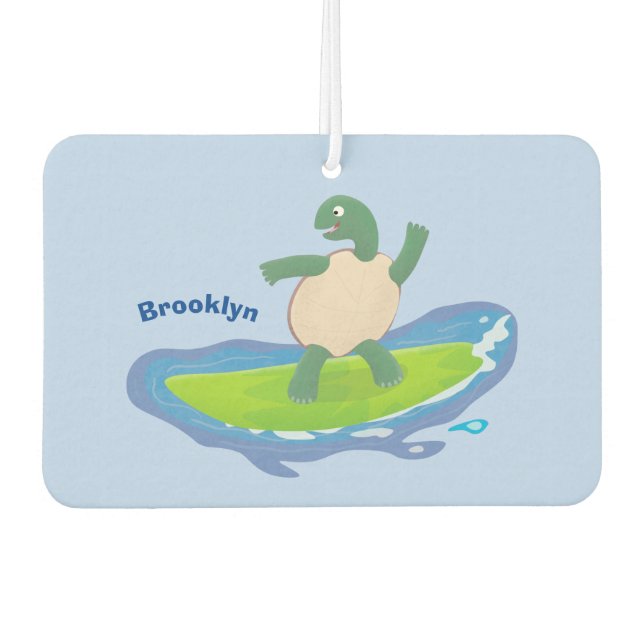 Funny tortoise wave surfing cartoon  air freshener (Front)