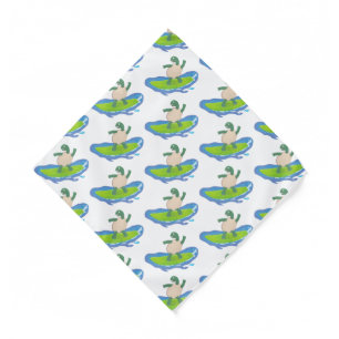 Funny tortoise wave surfing cartoon bandana