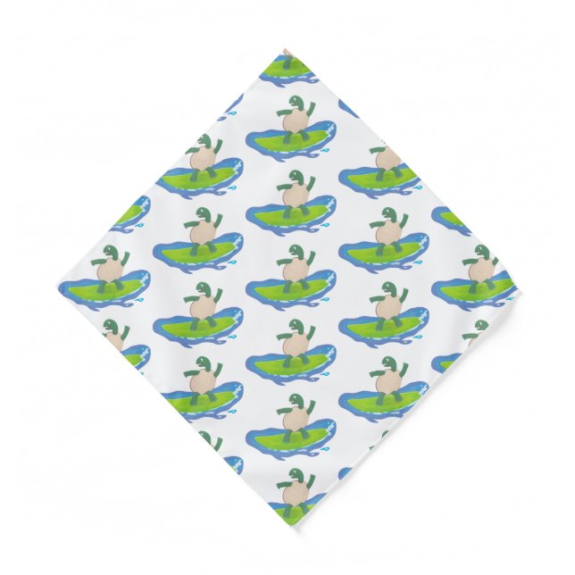 Funny tortoise wave surfing cartoon bandana (Front)