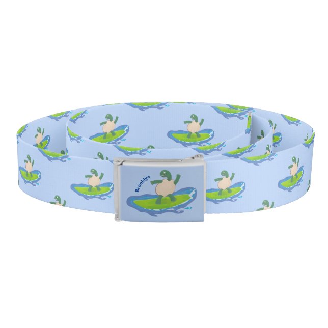 Funny tortoise wave surfing cartoon belt (Coil)