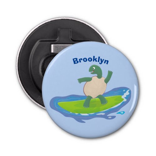 Funny tortoise wave surfing cartoon bottle opener