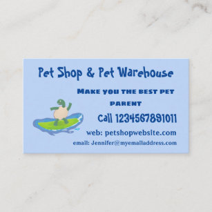 Funny tortoise wave surfing cartoon business card