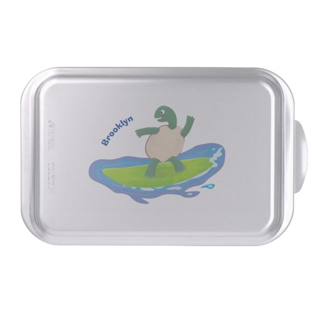 Funny tortoise wave surfing cartoon cake pan (Front)